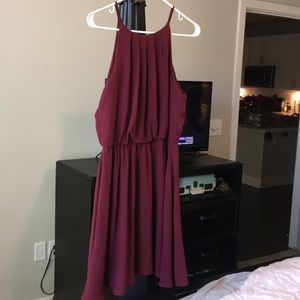 Maroon mini flare dress